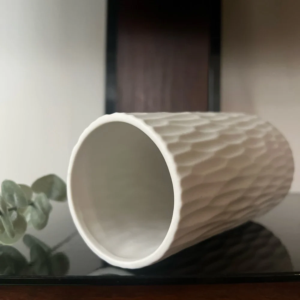 White Textured Ceramic Vase new in box